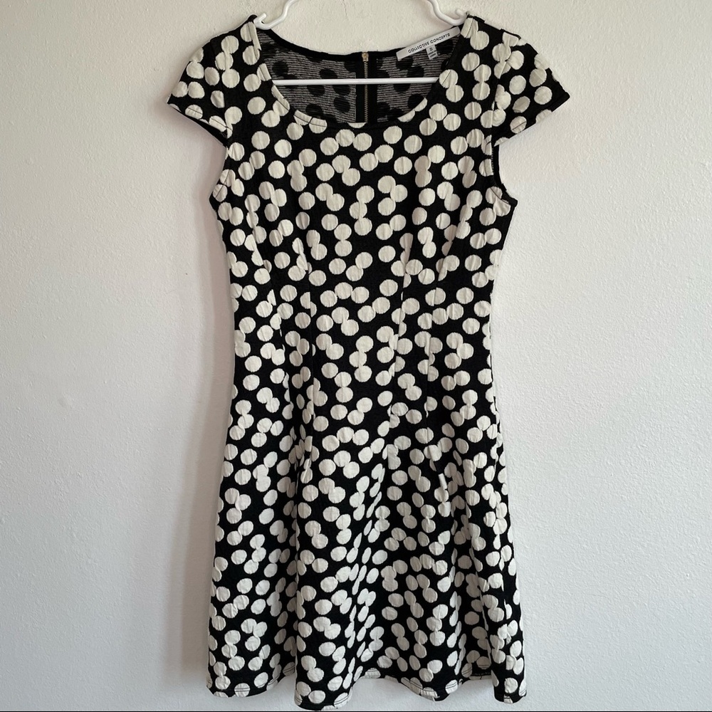 COLLECTIVE CONCEPTS POLKA DOT FIT & FLARE DRESS